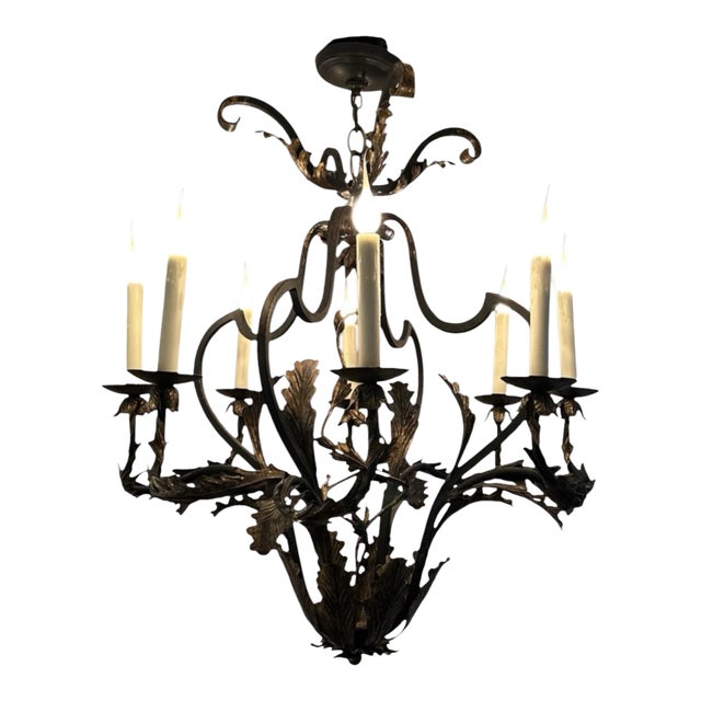 Dennis & Leen Biarritz Gilt Iron Chandelier For Sale