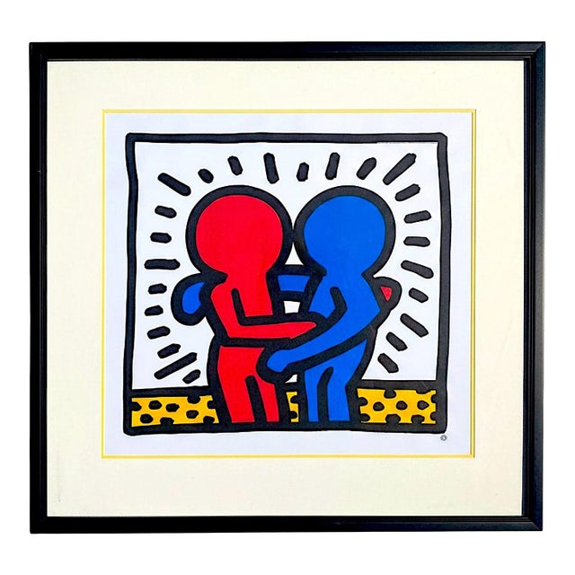 1990s Large Keith Haring Estate Authorized Offset Lithograph "Best Buddies" For Sale