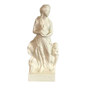 Antique 18th Century English George III Marked Leeds Creamware Pottery Neoclassical Figure of Venus and Cupid 1790 - 1800