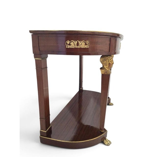 French Empire Demi-Lune Console Table with Gilt Bronze and Gilt Caryatids, 1810s For Sale - Image 6 of 17