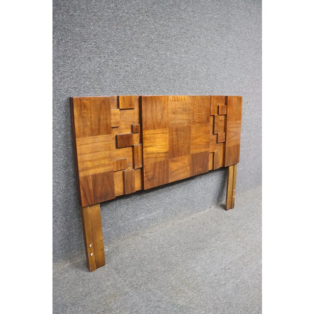 Lane Attributed Staccato Brutalist Walnut Headboard Queen/Double For Sale In Philadelphia - Image 6 of 6