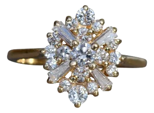The Acworth: Ladies 14K Yellow Gold Diamond Cluster Ring