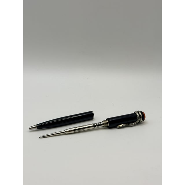 Vintage Montblanc Black Resin Pen With Sterling Snake Clip — German Made For Sale - Image 4 of 4
