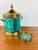 Vintage Aldo Tura Style Hollywood Regency Malachite & Brass Ice Bucket & Bottle Coaster Set / Barware For Sale In Las Vegas - Image 6 of 8