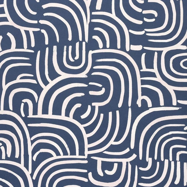 Not Yet Made - Made To Order Sample - Schumacher x BACKDROP New Beat Wallpaper in Dark Blue For Sale - Image 5 of 5