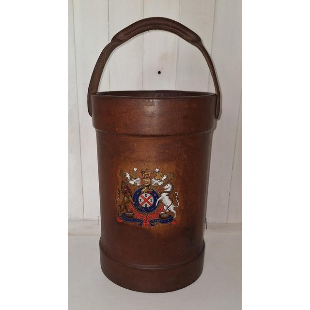 1930s Art Deco Cowhide Leather Wastepaper Basket, 1930s For Sale - Image 5 of 5