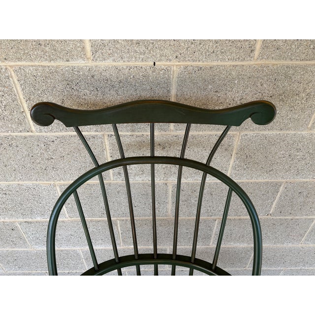 Late 20th Century Nichols & Stone Olive Green Maple Comb Back Arm Chair For Sale - Image 5 of 10