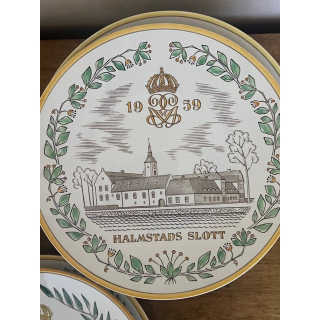 Green Mid Century Gefle Swedish Castle Wall Plates- Set of 9 For Sale - Image 8 of 15