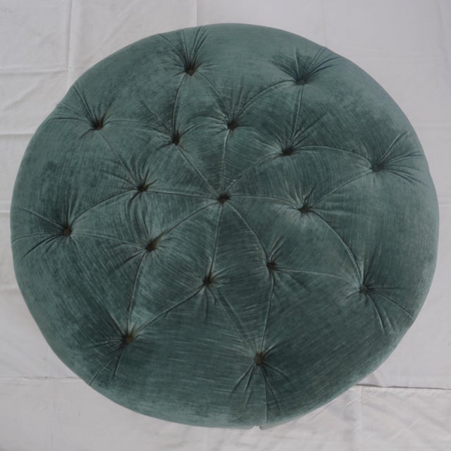 Jonas Ny Upholstery Tufted Ottoman With Pleated Skirt For Sale In New York - Image 6 of 11