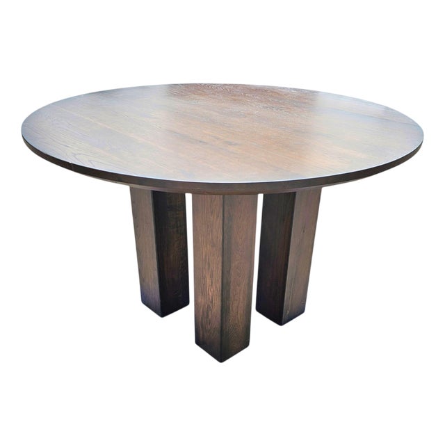 Round Oak Dining Table, 1980s For Sale