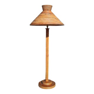 Vintage 1980s Boho Bamboo Floor Lamp For Sale