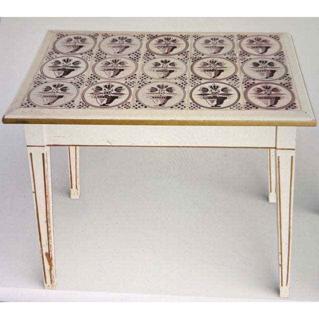 Tea Table with Manganese Tiles For Sale - Image 5 of 5
