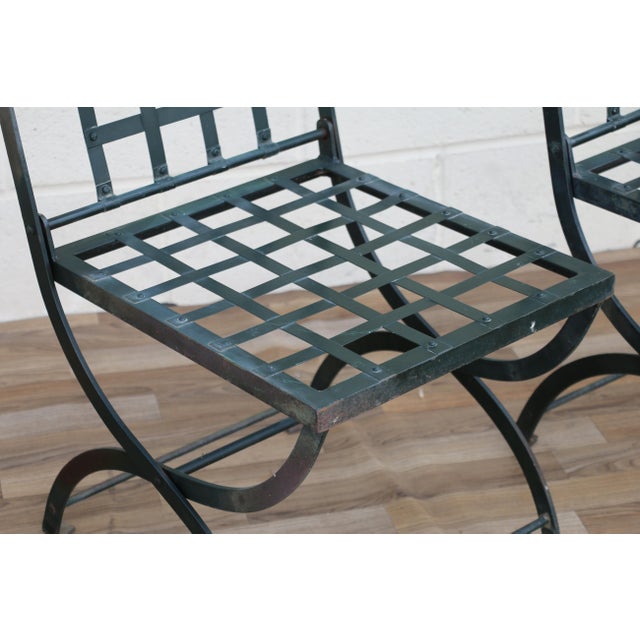 Vintage Set of 4 Hervé Baume French Wrought Iron Folding Patio Chairs, 1970s For Sale - Image 10 of 18