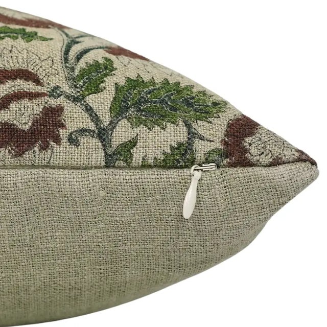 Art Deco Fabdivine Decorative Block Print Cushion Cover 14x14 Inch Thick Linen Mandakini For Sale - Image 3 of 4