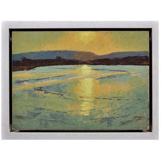 James Fry, Poole Harbour, Purbeck Hills Beyond, Dorset Landscape, Impasto Oil Painting, 1950s, Framed For Sale