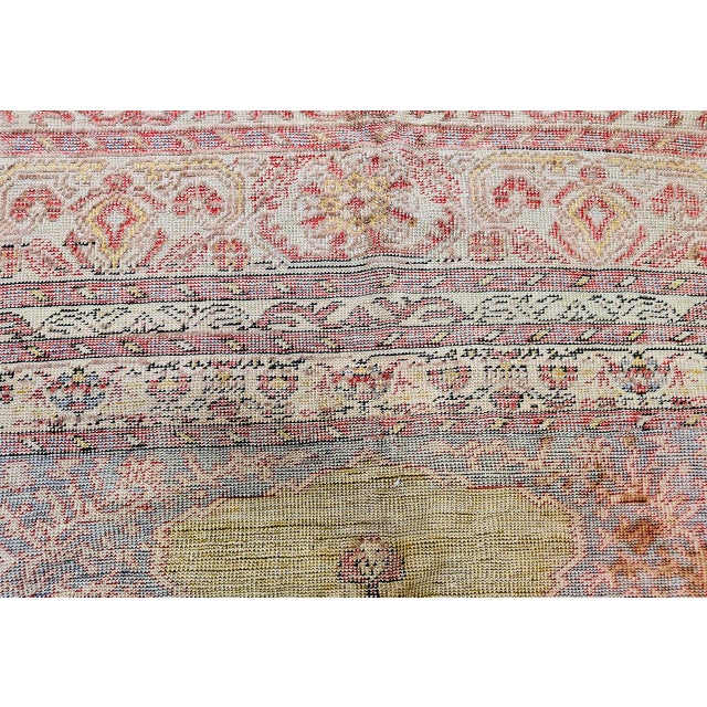 Late 19th Century Turkish Prayer Rug, Handwoven Wool, Pale Yellow, 4' x 4' For Sale - Image 12 of 16