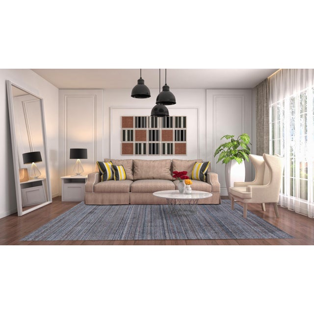 Light Gray 3x5 Radiant Chic Multicolor Geometric Modern Handmade Wool Carpet Rug For Sale - Image 8 of 9