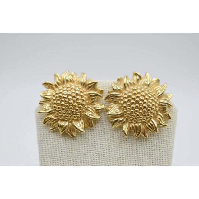 14k Gold Sunflower Earrings, A Pair For Sale - Image 12 of 13