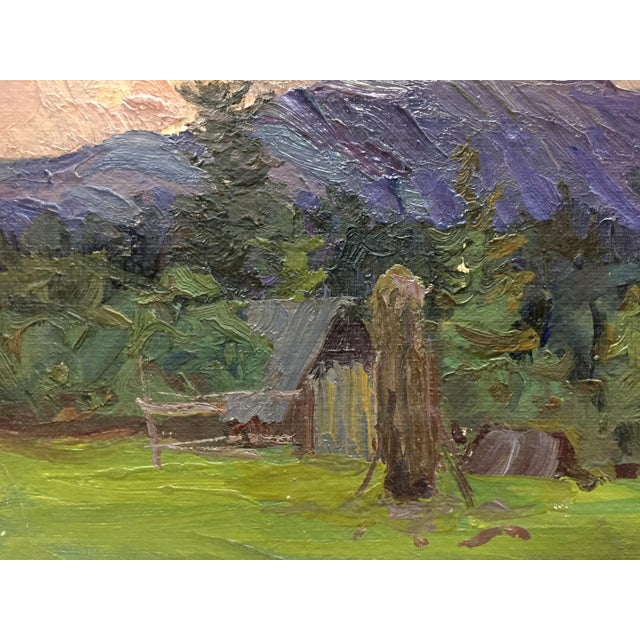 Paper 1980s Oil Painting Evening Landscape Fomin Anatoly Nikiforovich For Sale - Image 7 of 10