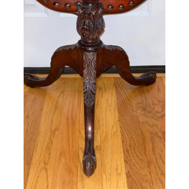 Wood Antique Chippendale Round Table With Fold-Down Top For Sale - Image 7 of 13