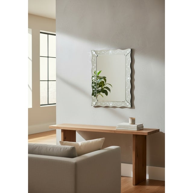 Venetian Etched Wall Mirror, Italy, 1960s Elegant vintage Venetian wall mirror dating from the 1960s, featuring a...