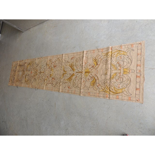 Antique Orange and Yellow Arts and Crafts Linen Wall Hanging Panel For Sale In Tampa - Image 6 of 7