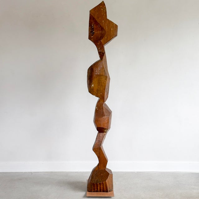 Abstract Carved Wood Abstract Figure Floor Sculpture For Sale - Image 3 of 12