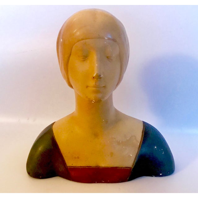 Late 19th Century Vintage Donatello "Unknown Woman" Renaissance Revival Polychrome Plaster For Sale - Image 12 of 12