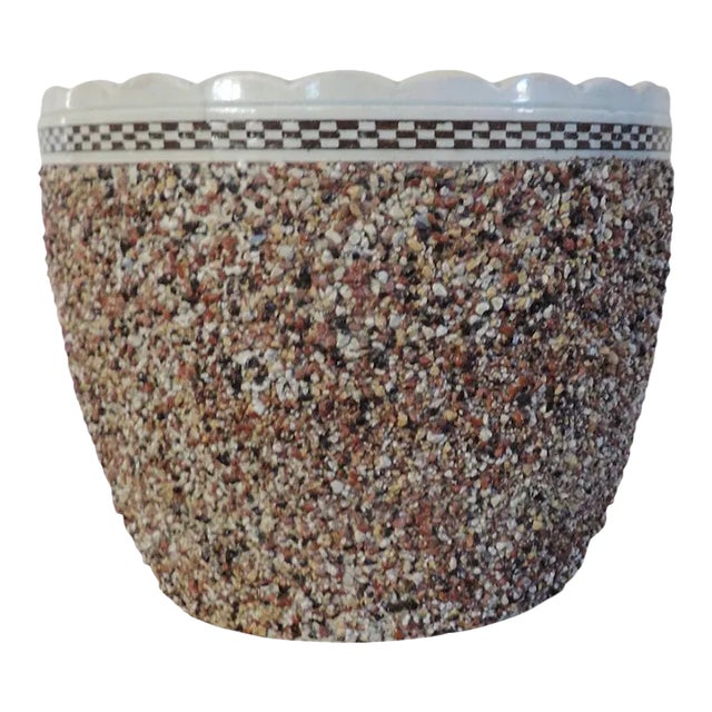 Antique 18th / Early 19th Century English George III Staffordshire Pearlware Mochaware Sanded Flower Pot Cachepot For Sale