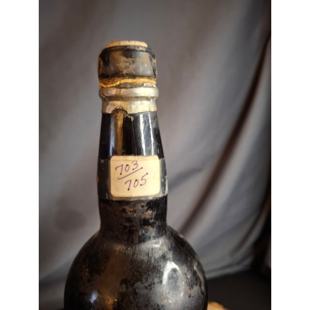 Rustic European 19th Century Hand-Blown Empty Wine Bottle - Original Pontil Mark & 1864 Label For Sale - Image 3 of 9
