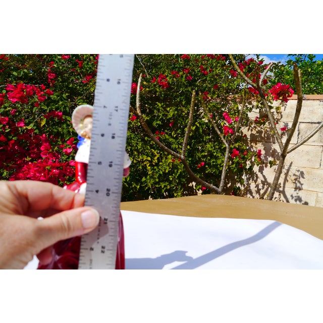 Ceramic Vintage Royal Doulton England 1946 Figurine Hn1992 Christmas Morn Lady in Red For Sale - Image 7 of 13