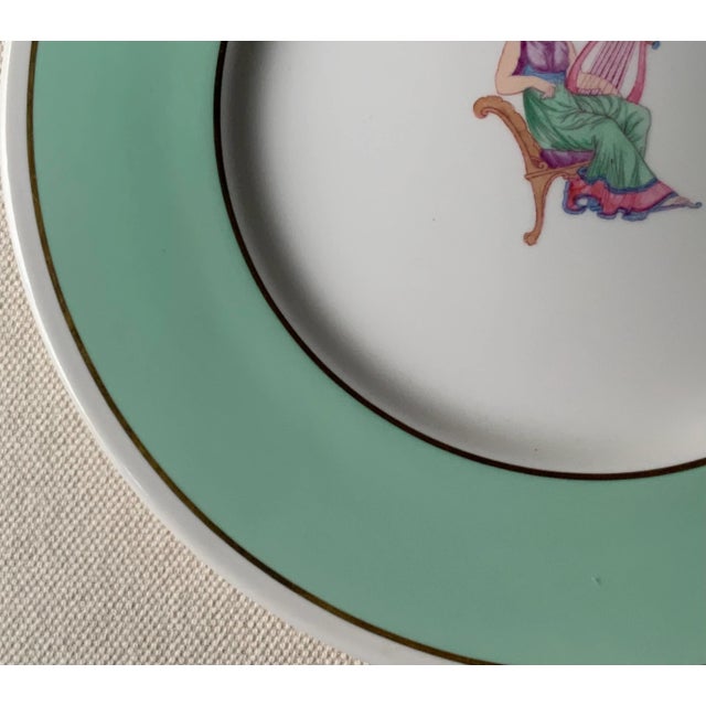 1900 - 1909 Spode Copeland Hand-Painted Neoclassical Serving Plate/Charger With Aqua Border, c.1900, 10.5" For Sale - Image 5 of 18