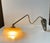 Modern Danish Adjustable Brass Swing Arm Wall Light with Striped Glass Shade, 1960s For Sale - Image 9 of 12