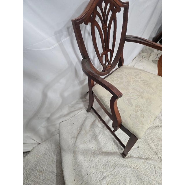 Late 20th Century Late 20th Century Hepplewhite Style Mahogany Shield Back Armchair With Upholstered Seat For Sale - Image 5 of 6