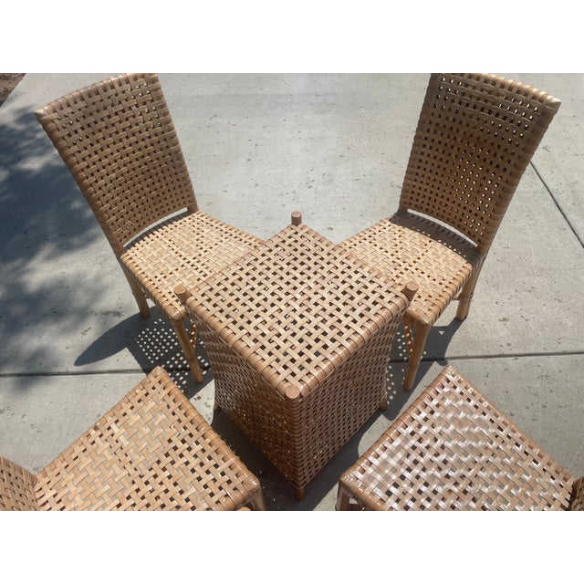 McGuire Authentic McGuire Antalya Laced Rawhide Dining Table & 4 Chairs For Sale - Image 4 of 14