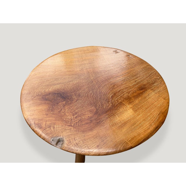 Andrianna Shamaris Midcentury Couture Round Teak Table with Butterflies Inlaid For Sale In New York - Image 6 of 18