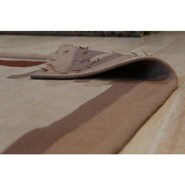 6x8 Ivory Flat Weave Wool Brushstroke Blocks Vintage Mid Century Carpet Rug For Sale - Image 4 of 4