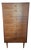 Avalon Mid-Century Modern Teak Tallboy Chest of Drawers With Brass Hardware For Sale