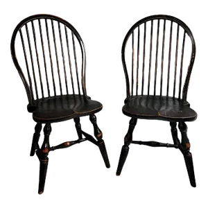 20th Century Windsor Children's Chairs in Original Black Paint