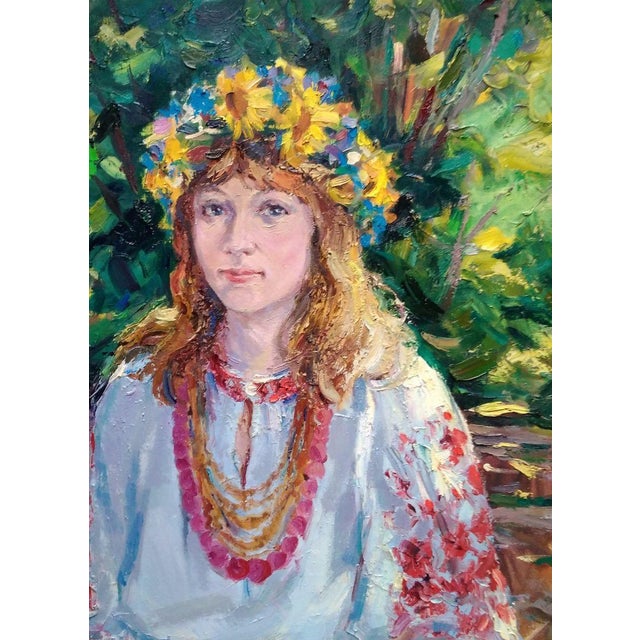Figurative Oil Painting Girl in the Garden Alexander Nikolaevich Cherednichenko For Sale - Image 3 of 6
