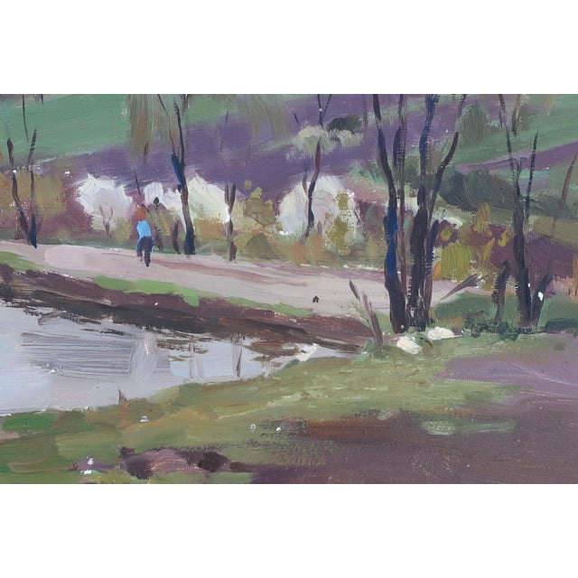 Antique Impressionism Oil Painting, Ukrainian Rural Landscape Art, 1982 34-50 For Sale - Image 4 of 6
