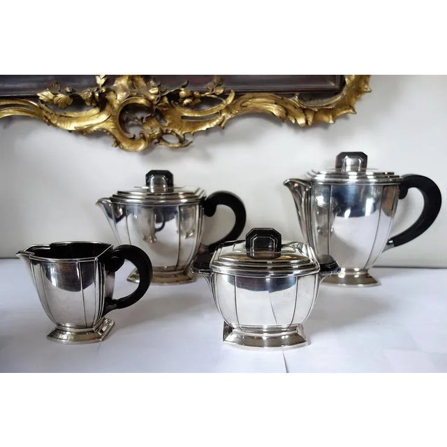 Parisian Silver Edition Coffee and Tea Service by Ravinet Denfert, 1920s, Set of 4 For Sale - Image 3 of 12