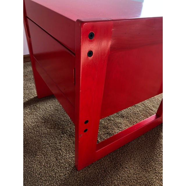 1970s Red Single Drawer Modern Night Table For Sale - Image 6 of 8