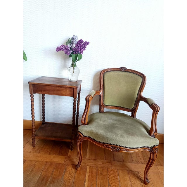 Louis XV Green Cabriolet Armchair, 1890s For Sale - Image 16 of 17