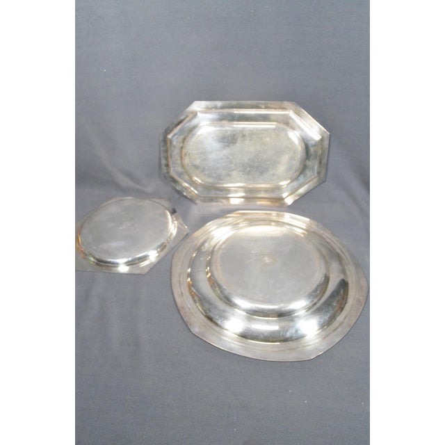 Silver Vintage French Silver-Plated Serving Platters, Assembled Set of 3 For Sale - Image 8 of 11