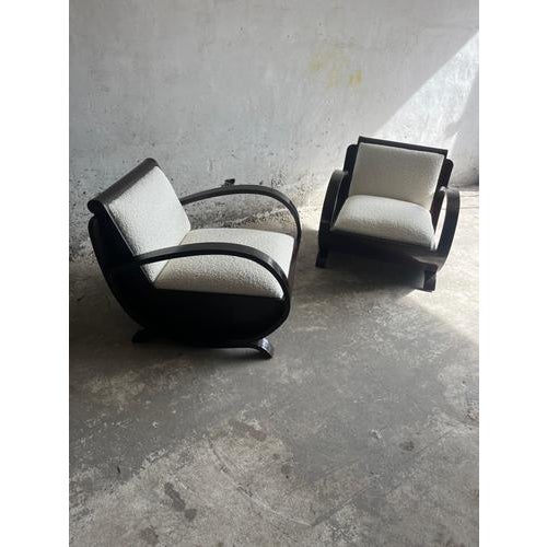 Wood Art Deco Club Chairs in Curved Wood, Set of 2 For Sale - Image 7 of 10