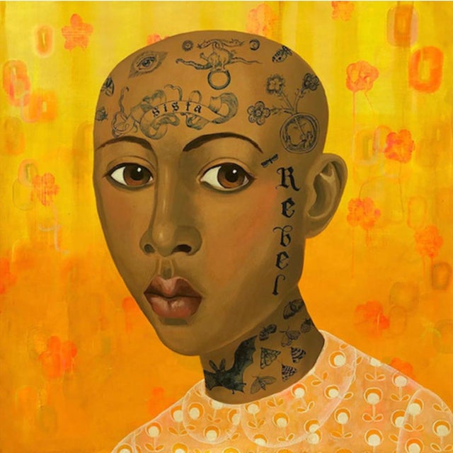 Anne Siems, Figurative Portrait with Symbolic Tattoos, 2020, Acrylic on Panel For Sale