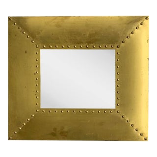 Sarreid Style Brass Clad Rivet Mirror For Sale