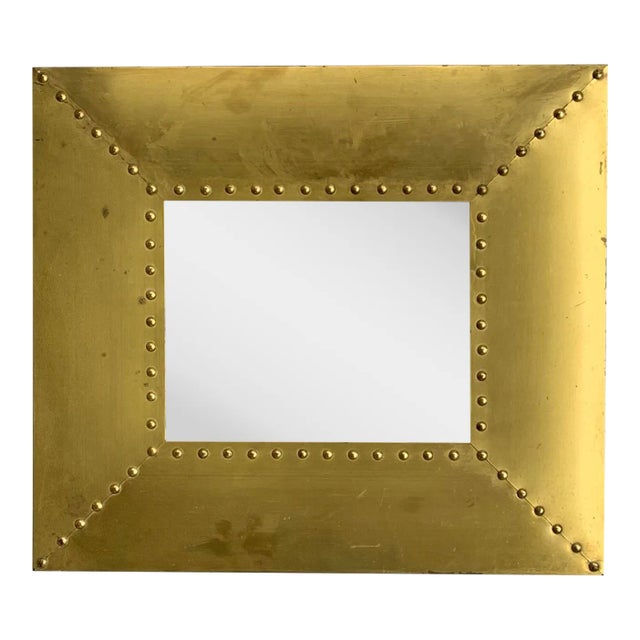 Sarreid Style Brass Clad Rivet Mirror For Sale