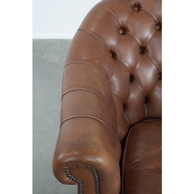 Animal Skin Chesterfield Club Chair in Leather For Sale - Image 7 of 14